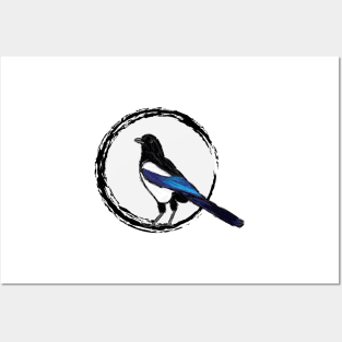 Artwork of an Eurasian Magpie IV Posters and Art